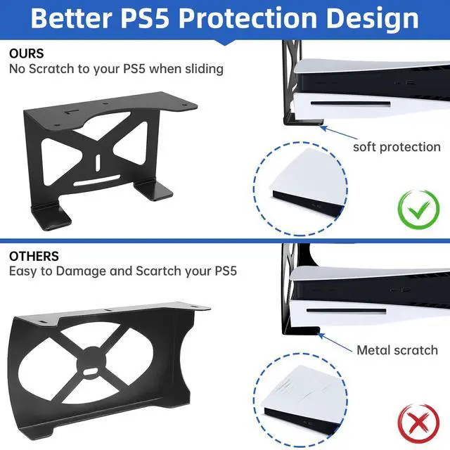 Alt view image 3 of 7 - Under Desk Holder for PS5,Stealth Mount Compatible with PlayStation 5 Disc & Digital Edition Stand