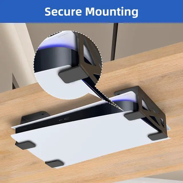 Alt view image 2 of 7 - Under Desk Holder for PS5,Stealth Mount Compatible with PlayStation 5 Disc & Digital Edition Stand