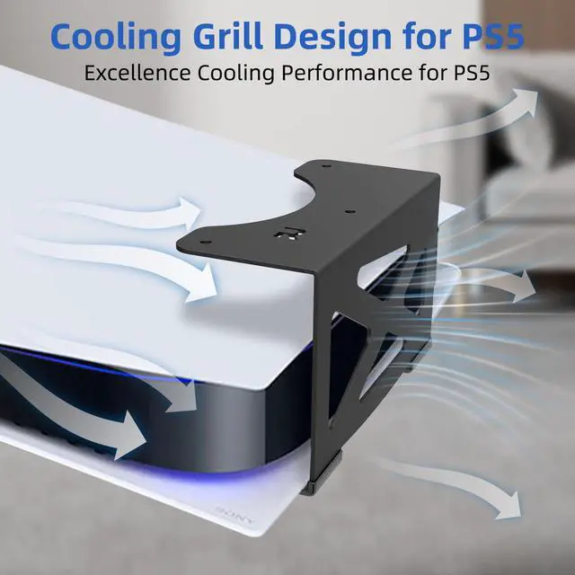 Alt view image 4 of 7 - Under Desk Holder for PS5,Stealth Mount Compatible with PlayStation 5 Disc & Digital Edition Stand