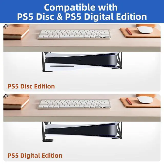 Alt view image 5 of 7 - Under Desk Holder for PS5,Stealth Mount Compatible with PlayStation 5 Disc & Digital Edition Stand