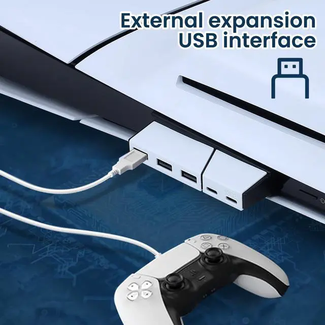 Alt view image 5 of 7 - USB Hub for PS5 Slim & PS5 Pro USB Port Extender High-Speed Expansion Hub Extender PlayStation 5 Slim & PlayStation 5 Pro Adapter with 3 USB + 2 Type C Port(One Up to 10Gbps)