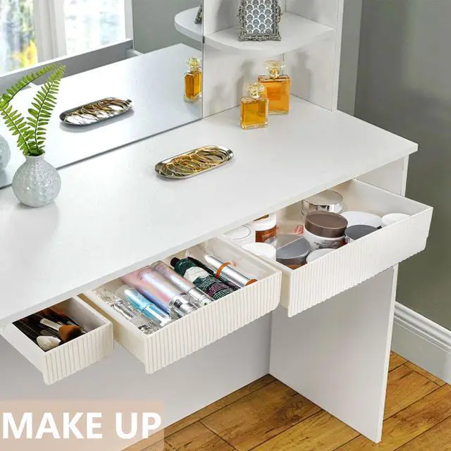 Alt view image 7 of 7 - 3 Pack Under Desk Drawer Slide Out, Self-Adhesive Under Table Drawer, Hidden Attachable Under Desk Storage Drawers, Stick on Drawers for Office, Home, School, White
