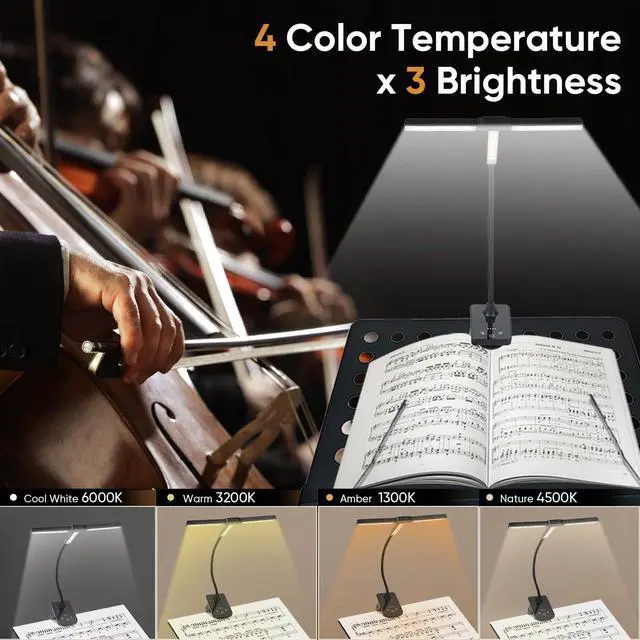 Alt view image 5 of 7 - Music Stand Light Clip On: Rechargeable Type-C Touch Folding Piano Lights