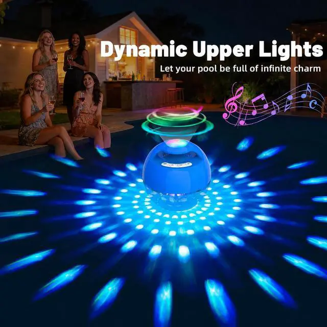 Alt view image 2 of 7 - Floating Pool Speaker with Lights,Bluetooth Pool Speaker,Dark Blue