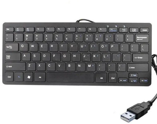 Main image of USB Mini Slim Wired 78 Key Small Super Thin Compact Keyboard for Desktop Laptop PC Win 7 Mac (Black)