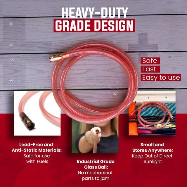 Alt view image 4 of 7 - 1/2 x 8 Self-Priming Shaker Jiggler Siphon Hose, FlowPro Siphon Gas & Fuel Transfer Pump, Gas Can Siphon for Boats, Jet Ski, Pontoon. Water Siphon Pump for Hot Tub Drain and Cold Plunge | 4 GPM