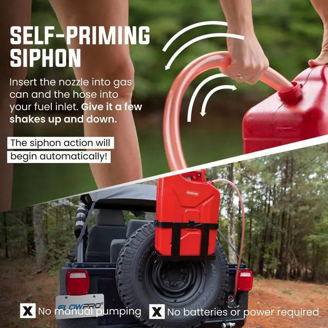 Alt view image 3 of 7 - 1/2 x 8 Self-Priming Shaker Jiggler Siphon Hose, FlowPro Siphon Gas & Fuel Transfer Pump, Gas Can Siphon for Boats, Jet Ski, Pontoon. Water Siphon Pump for Hot Tub Drain and Cold Plunge | 4 GPM