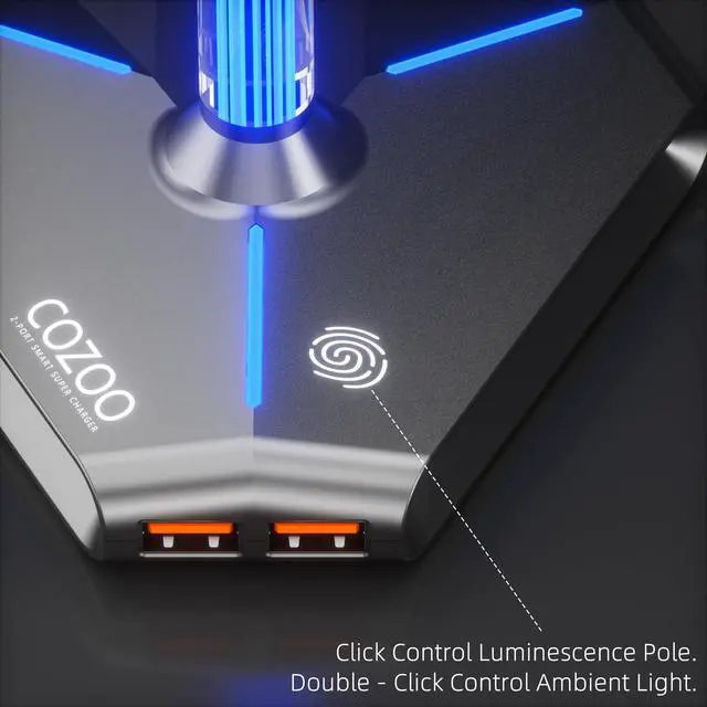 Alt view image 7 of 7 - Desk headset stand Touch RGB Light Stand 4 Color Modes 2 USB Grey