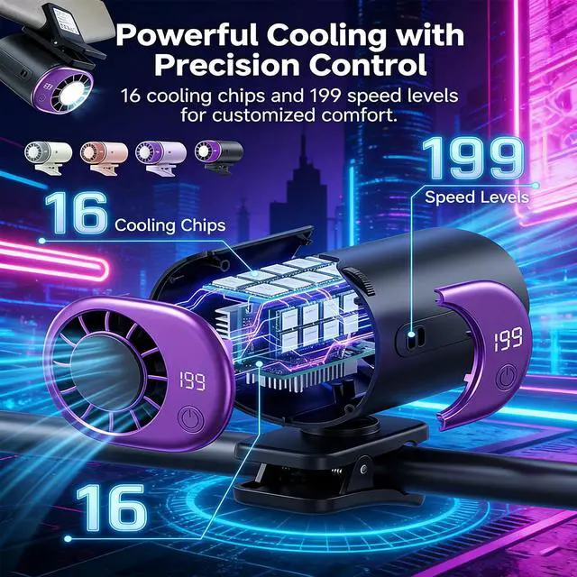 Alt view image 2 of 7 - Clip On Air Conditioner Fan, 199 Speeds & 16°C Cooling (White)