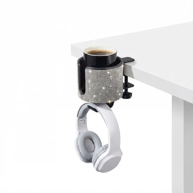 Main image of Luxury 2-in-1 Desk Cup Holder with Headphone Hanger for Office, Home, Gaming(Bling Bling)
