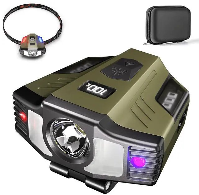 Main image of LED Hard Hat Light, 800Lumens Rechargeable Dimmable Clip on Cap Lights, 180°Adjustable Hat Flashlight Headlamp Waterproof for Running, Camping, Hunting, Cycling (Forest Green)