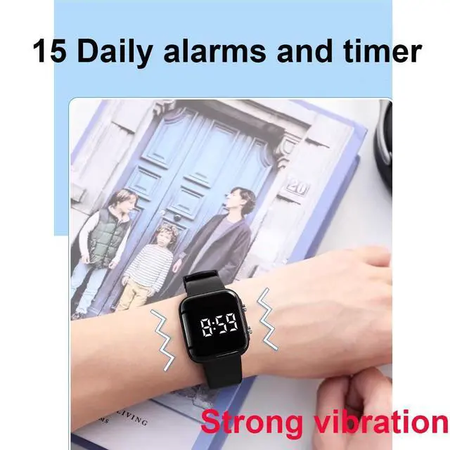 Alt view image 4 of 6 - Vibrating Alarm Watch, Potty Training Wristband Rechargeable Pill Reminder Watch with Timer and 15 Daily Alarms (Black)