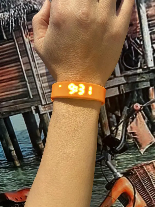 Alt view image 2 of 4 - Vibrating Alarm Watch, Potty Training Wristband Rechargeable Pill Reminder Watch with 15 Daily Alarms (Orange-Large-V2)