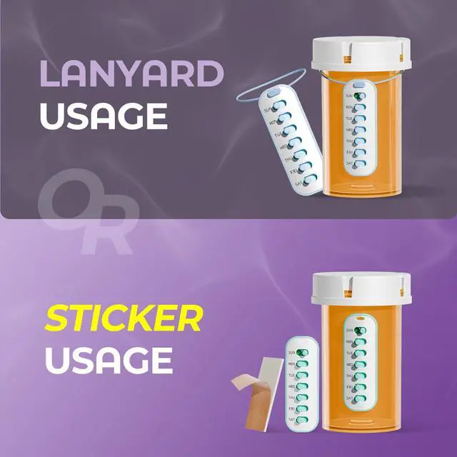 Alt view image 3 of 7 - Pill Reminder, Lanyard or Sticker Pill Tracker, 6 Pack