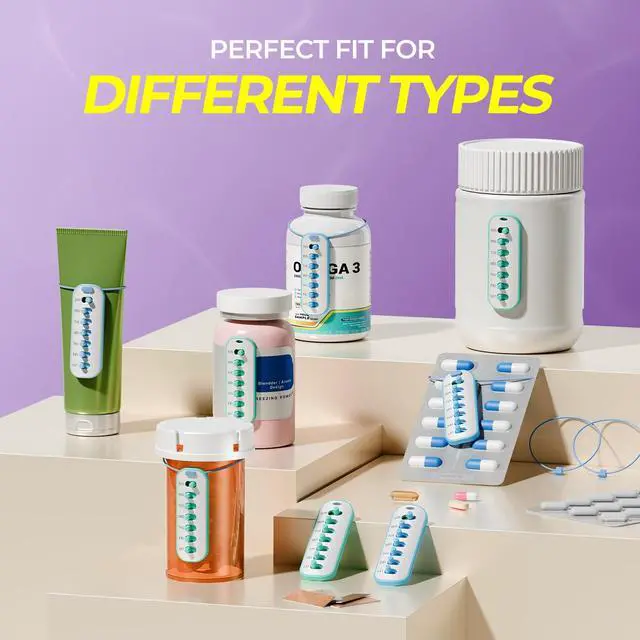 Alt view image 6 of 7 - Pill Reminder, Lanyard or Sticker Pill Tracker, 6 Pack