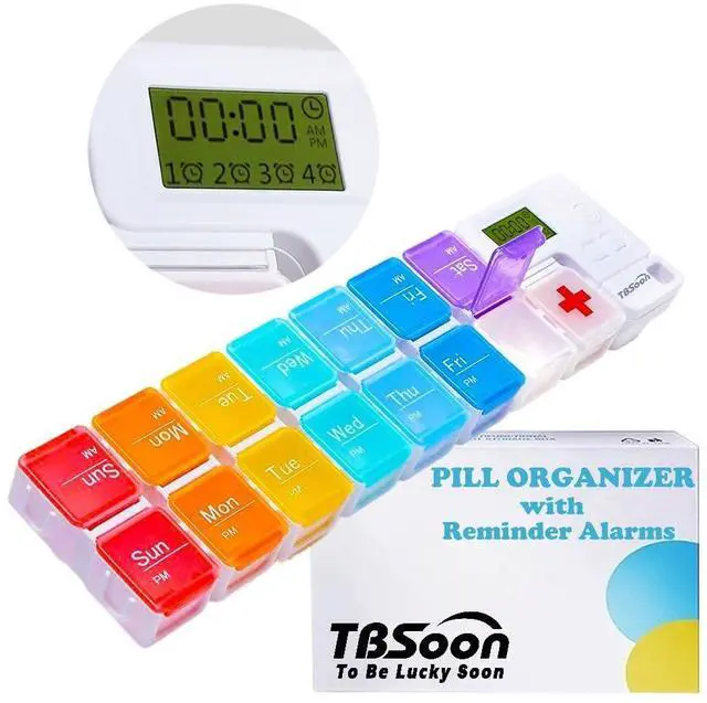 Main image of 7 Day Medicine Pill Organizer, 4 Reminder Alarms, Loud Sound, 14 Large Compartments, Large Screen, Moisture-Proof, Travel Weekly/Daily Pill Box/Organizer/Case/Container/Dispenser, AM/PM 2 Times a Day