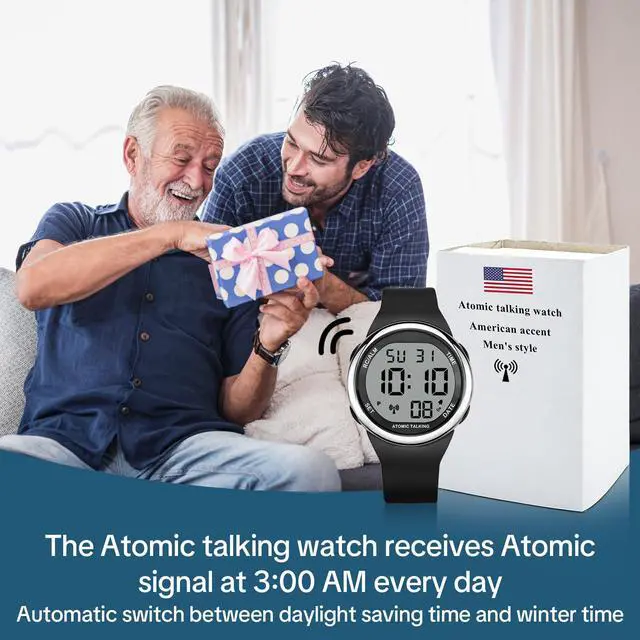Alt view image 6 of 7 - Atomic Talking Watch Sets Itself for Visually impaired or Seniors