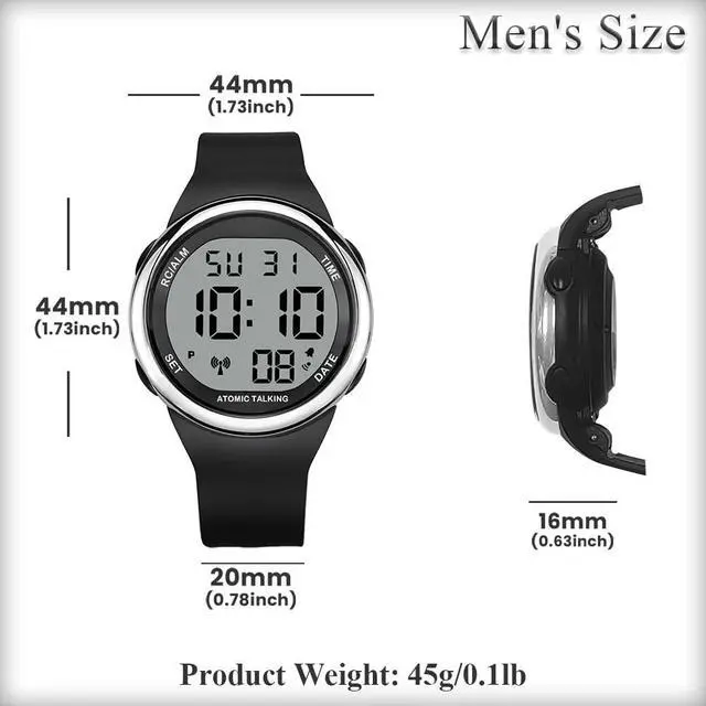 Alt view image 7 of 7 - Atomic Talking Watch Sets Itself for Visually impaired or Seniors