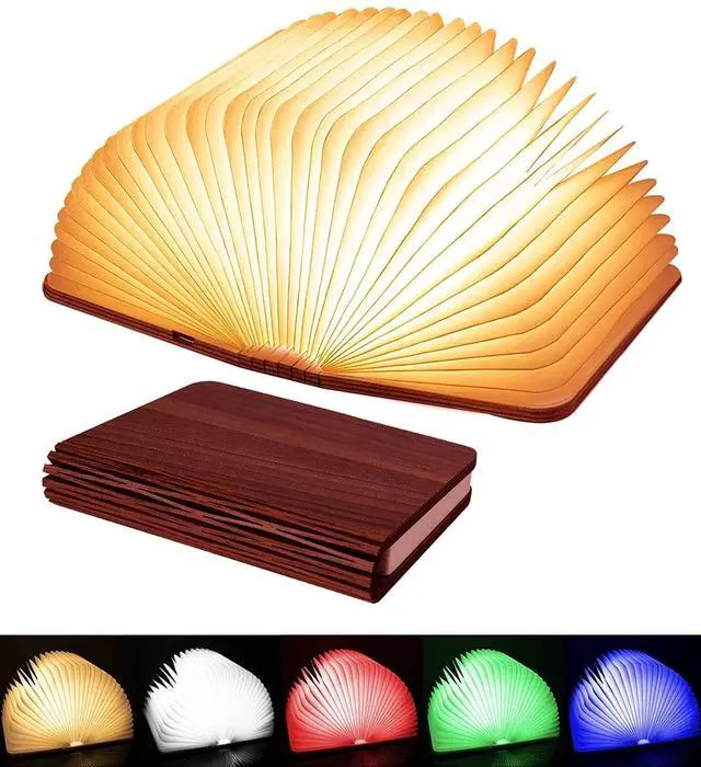 Main image of Wooden Book Light, Upgraded 5 Colors Creative LED Book Night Light USB Rechargeable Magnetic Folding Mood Light for Home,Office,Library Decor Gift