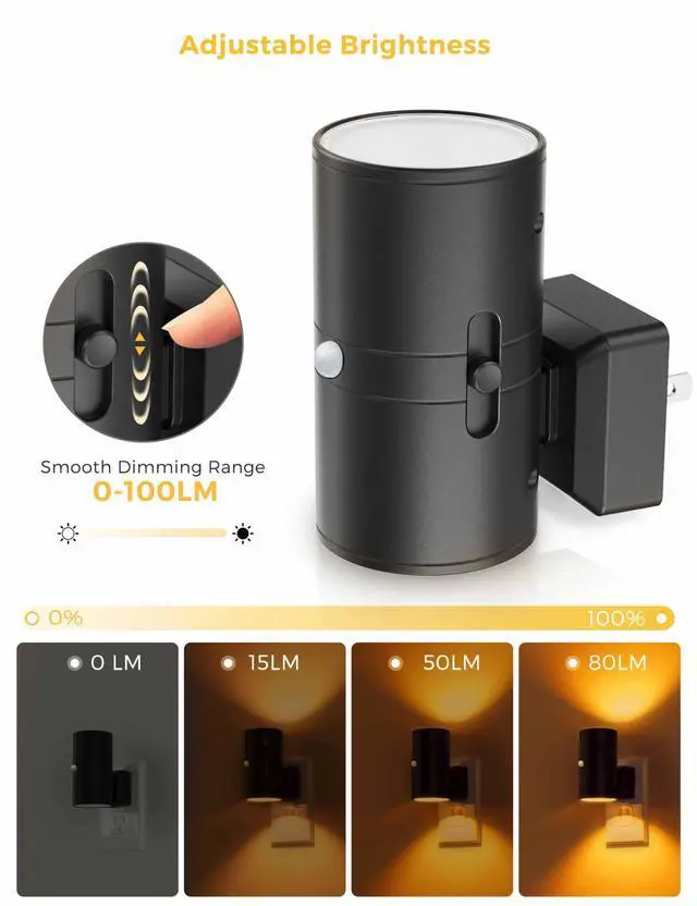 Alt view image 5 of 7 - L Motion Sensor Nightlight, Amber Night Light, Dimmable 0-100LM