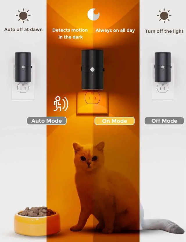Alt view image 4 of 7 - L Motion Sensor Nightlight, Amber Night Light, Dimmable 0-100LM