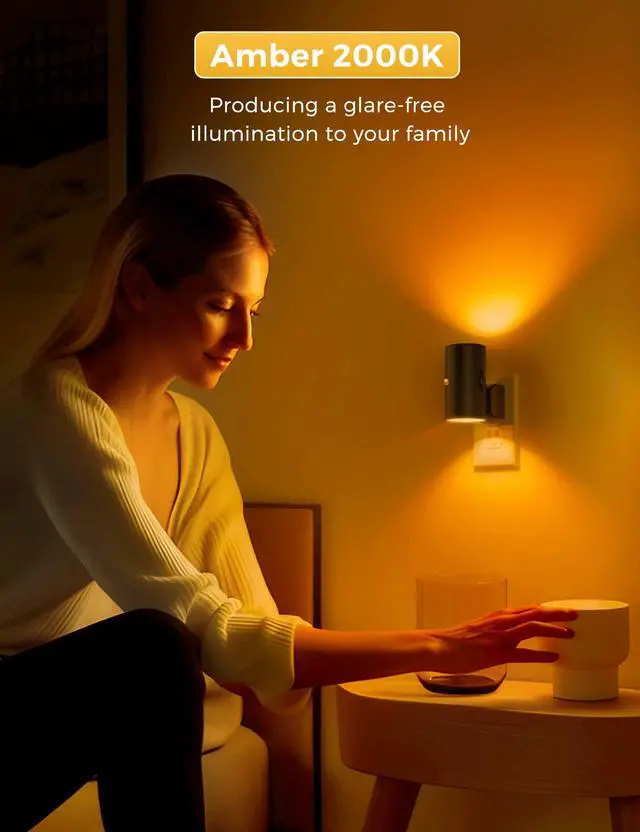 Alt view image 7 of 7 - L Motion Sensor Nightlight, Amber Night Light, Dimmable 0-100LM