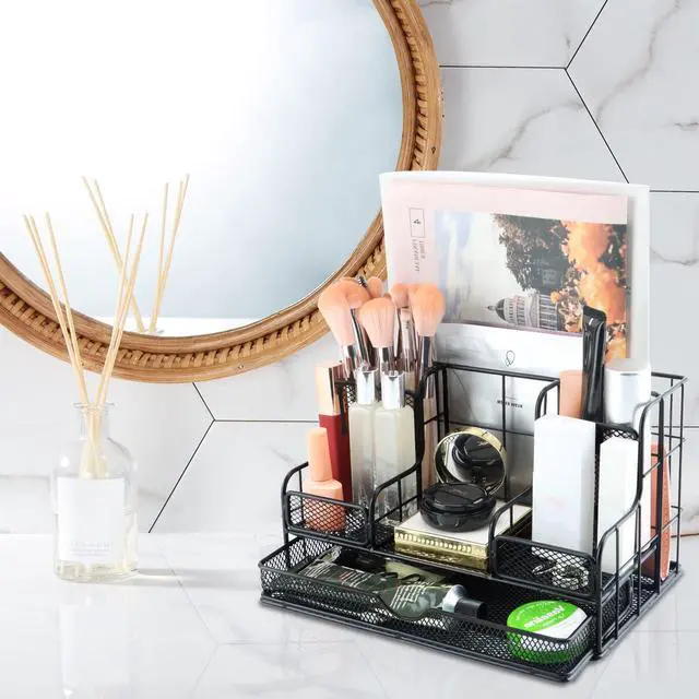 Alt view image 7 of 7 - Desk Organizers Caddy and Accessories with 7 Compartments + Pen Holder / 72 Clips Set, Drawer, Black Mesh Office Supplies Desktop Organizer for Home, Office Ect