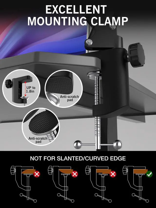 Alt view image 6 of 7 - QuadCast 2 Boom Arm, Mic Arm Microphone Arm for HyperX QuadCast 2 with HyperX QuadCast 2 Pop Filter, 3/8" to 5/8" Adapter, by SUNMON