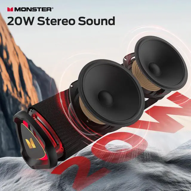 Alt view image 2 of 7 - Prism Bluetooth Speaker, Portable Wireless Speakers with 20W Stereo Sound, 24H Playtime, IPX6 Waterproof, TWS Pairing, Bluetooth 6.0, AUX & TF-Card Input, for Home/Outdoors/Beach/Travel