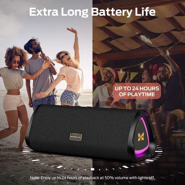 Alt view image 3 of 7 - Prism Bluetooth Speaker, Portable Wireless Speakers with 20W Stereo Sound, 24H Playtime, IPX6 Waterproof, TWS Pairing, Bluetooth 6.0, AUX & TF-Card Input, for Home/Outdoors/Beach/Travel