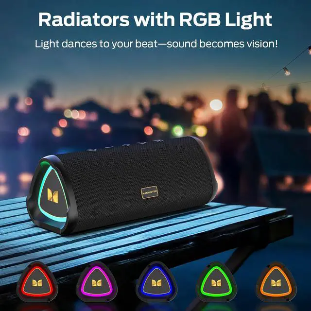 Alt view image 4 of 7 - Prism Bluetooth Speaker, Portable Wireless Speakers with 20W Stereo Sound, 24H Playtime, IPX6 Waterproof, TWS Pairing, Bluetooth 6.0, AUX & TF-Card Input, for Home/Outdoors/Beach/Travel