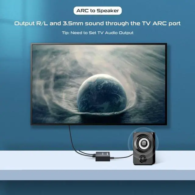 Alt view image 4 of 7 - HDMI ARC to RCA Audio Converter Support CEC, 192KHz HDMI ARC Adapter with 3.5mm Audio and L R Stereo Audio for HDTV Soundbar Speaker Amplifier
