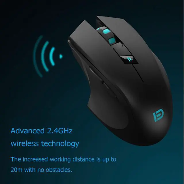 Alt view image 3 of 6 - Noiseless Wireless Mouse,Forter i720 Ergonomic Silent Mouse for Gaming and General Use - 2 Side Buttons - Black