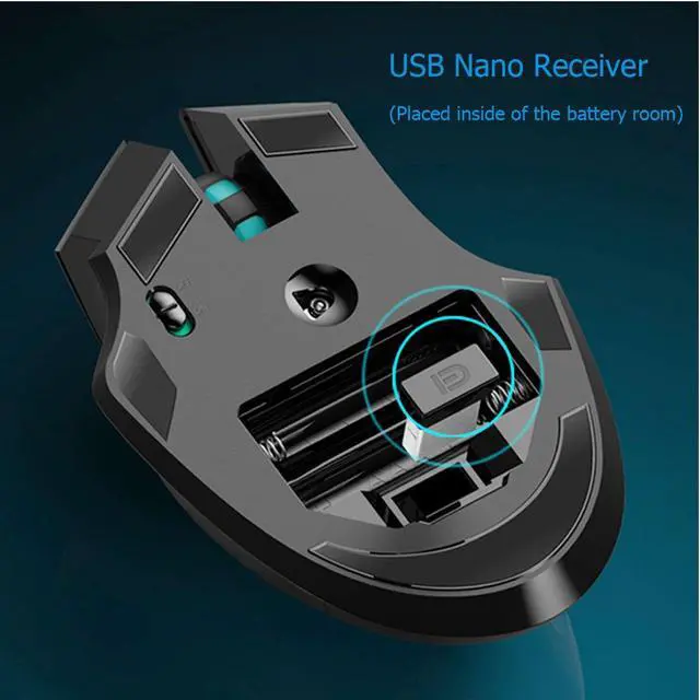 Alt view image 5 of 6 - Noiseless Wireless Mouse,Forter i720 Ergonomic Silent Mouse for Gaming and General Use - 2 Side Buttons - Black