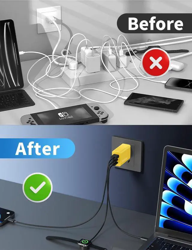 Alt view image 5 of 7 - 65W USB C Charger Block, 3Port Super Fast Charging Adapter for Samsung S26
