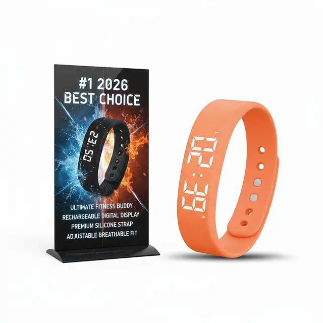 Main image of Alarm Clock for Heavy Sleepers Silent Vibrating Wristband Smart Bracelet Wrist Shock Watch Deaf People Sleep Wearable Wake up Band Vibration that Won't Wake Partner (Orange)