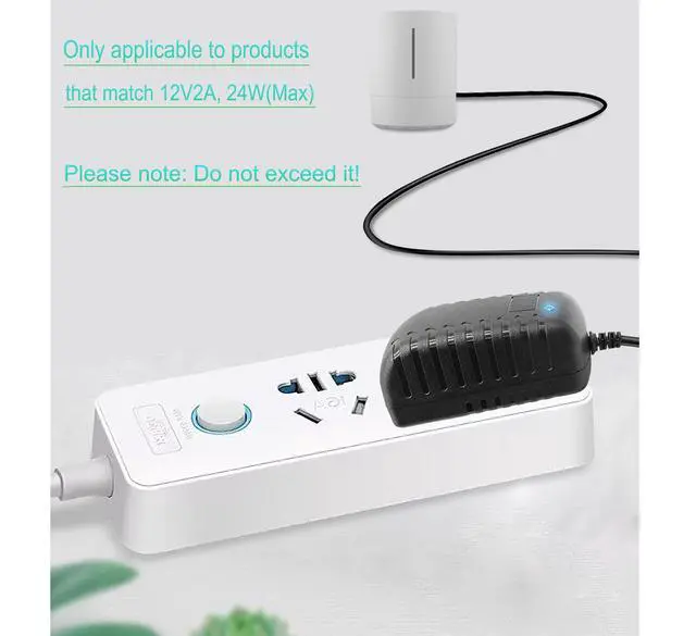 Alt view image 7 of 7 - 12V 2A DC Power Supply Adapter 24W AC Adapter 100-240V to 12V DC Converter
