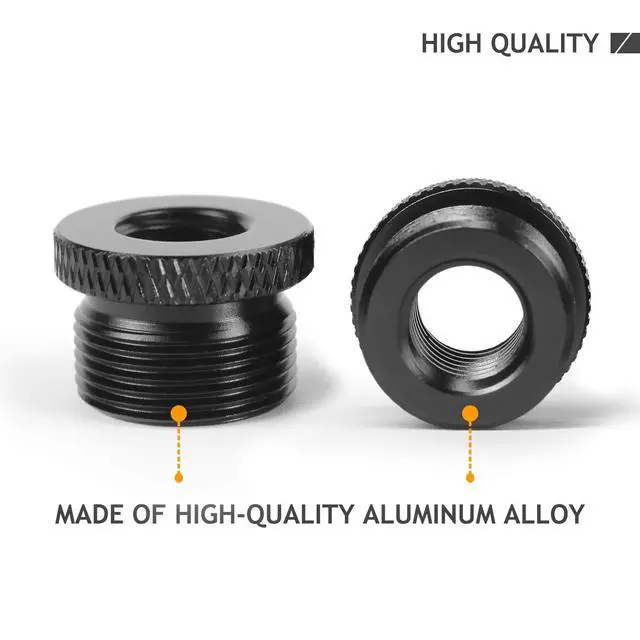 Alt view image 2 of 6 - 2 Pack Screw Thread Adapter, 5/8" Male to 3/8" Female Mic Screw for Blue Yeti/Blue Snowball/Yeti X Microphone Stand Mount (Black)