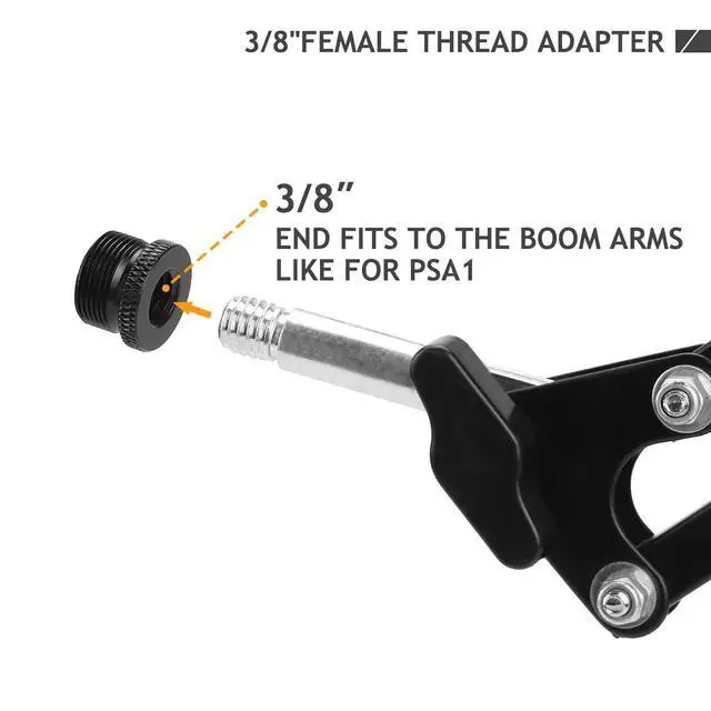 Alt view image 3 of 6 - 2 Pack Screw Thread Adapter, 5/8" Male to 3/8" Female Mic Screw for Blue Yeti/Blue Snowball/Yeti X Microphone Stand Mount (Black)