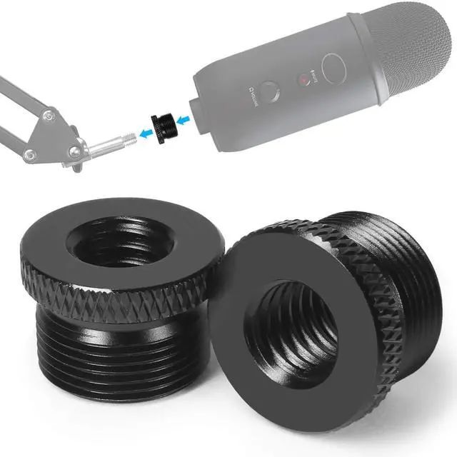 Main image of 2 Pack Screw Thread Adapter, 5/8" Male to 3/8" Female Mic Screw for Blue Yeti/Blue Snowball/Yeti X Microphone Stand Mount (Black)