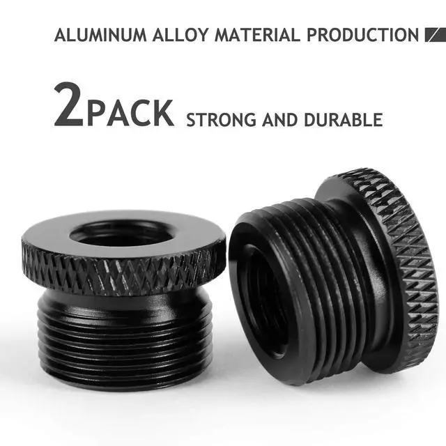 Alt view image 6 of 6 - 2 Pack Screw Thread Adapter, 5/8" Male to 3/8" Female Mic Screw for Blue Yeti/Blue Snowball/Yeti X Microphone Stand Mount (Black)