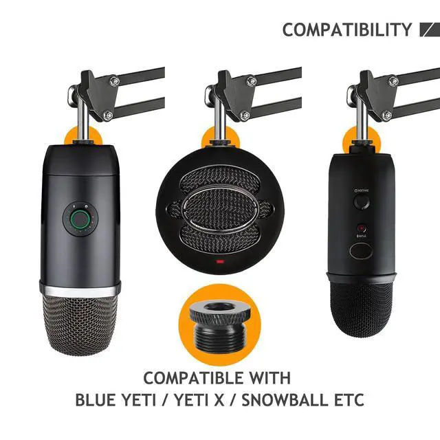 Alt view image 5 of 6 - 2 Pack Screw Thread Adapter, 5/8" Male to 3/8" Female Mic Screw for Blue Yeti/Blue Snowball/Yeti X Microphone Stand Mount (Black)