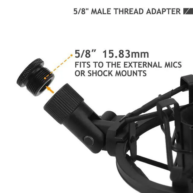 Alt view image 4 of 6 - 2 Pack Screw Thread Adapter, 5/8" Male to 3/8" Female Mic Screw for Blue Yeti/Blue Snowball/Yeti X Microphone Stand Mount (Black)
