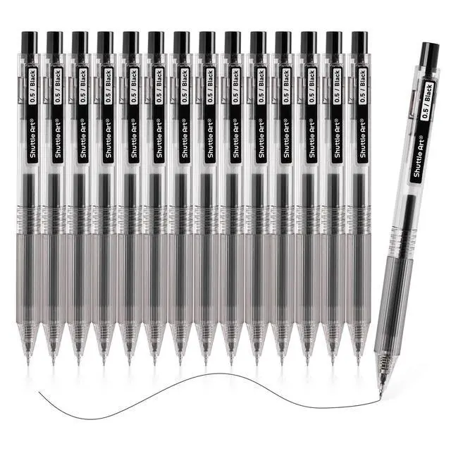 Main image of Black Gel Pens, Ink Glide Series 15 Pack Retractable 0.5mm Fine Point Rollerball Gel Ink Pens Quick Drying Waterproof Smooth Writing with Comfortable Grip for Office School and home