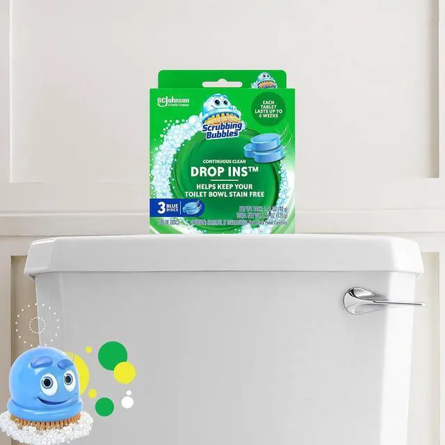 Alt view image 7 of 7 - Continuous Clean Toilet Drop-Ins, Automatic Blue Toilet Bowl Cleaner, Septic-Safe Tank Tablets Remove Hard Water Minerals & Limescale, Stain & Smell Protection, 3 Count (Pack of 2)