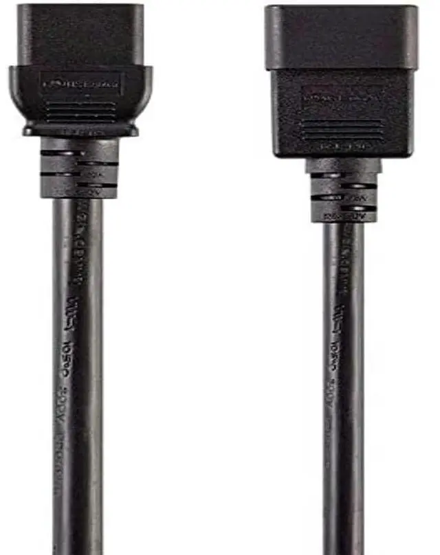 Main image of Heavy Duty Extension Cord - 3 Feet - Black | IEC 60320 C20 to IEC 60320 C19, for Powering Servers, Routers, & Other High-Output Network Devices