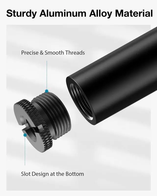 Alt view image 4 of 7 - Mic Stand Extension Tube 2 Pcs 5/8" Thread Microphone Extender Kit