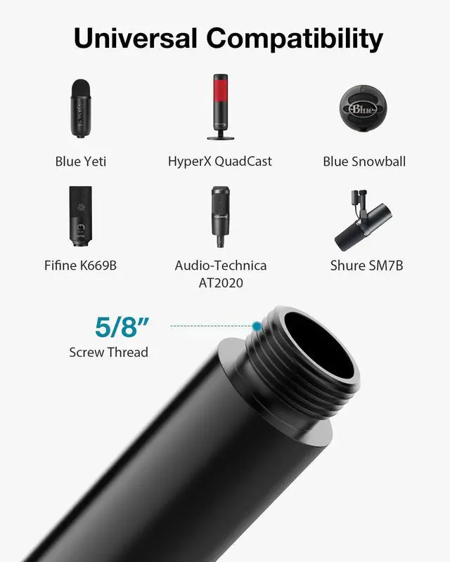 Alt view image 6 of 7 - Mic Stand Extension Tube 2 Pcs 5/8" Thread Microphone Extender Kit