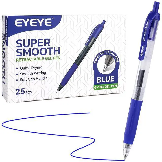 Main image of G-103 Retractable Gel Pens 0.7mm, 25 Pack 0.7 mm Blue Ink Medium Point Ballpoint Pen Quick Drying, Pen Fine Point Smooth Writing Pens for for Office School Supplies