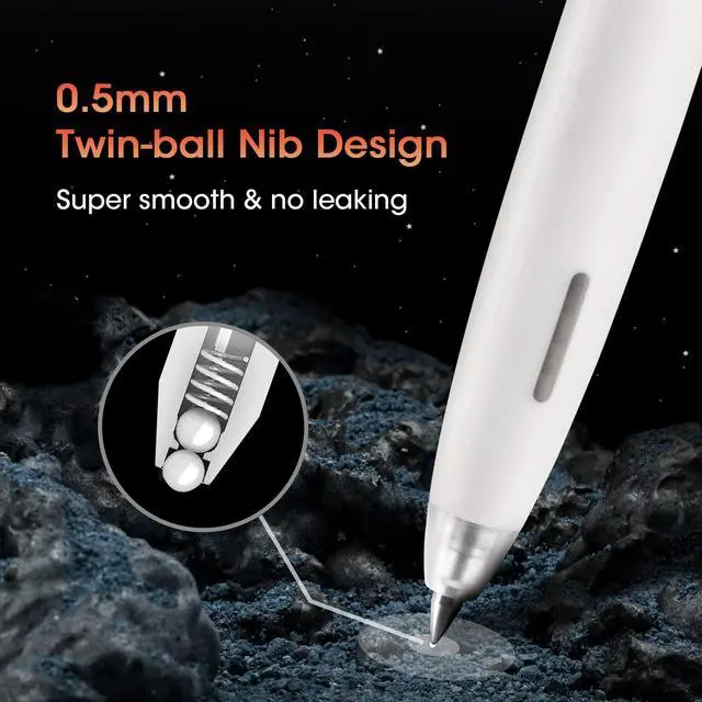 Alt view image 5 of 7 - Gel Pens Fine Point: 0.5mm Black InK Retractable Space Up Gel 8ct